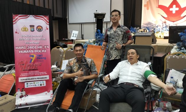 Polresta Pekanbaru Gelar Donor Darah dan Edukasi Kesehatan dalam Rangka HUT Humas Polri ke-74